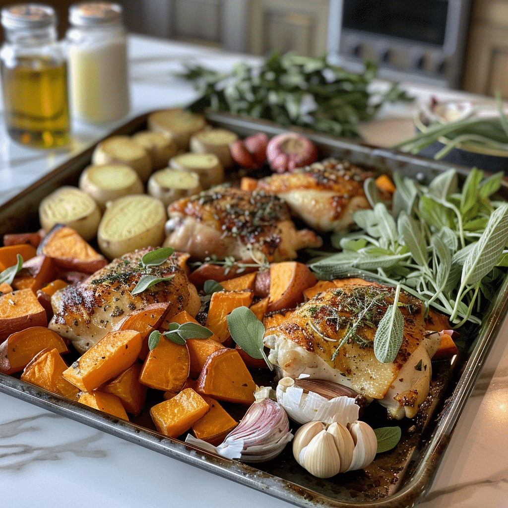Ingredients for one-pan gluten free meals prep